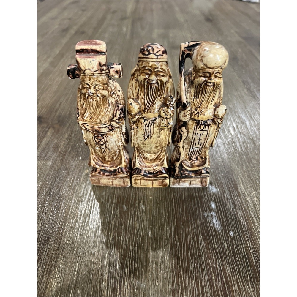 Antique Chinese Hand Carved Bookends Immortals-3 Asian Collectibles